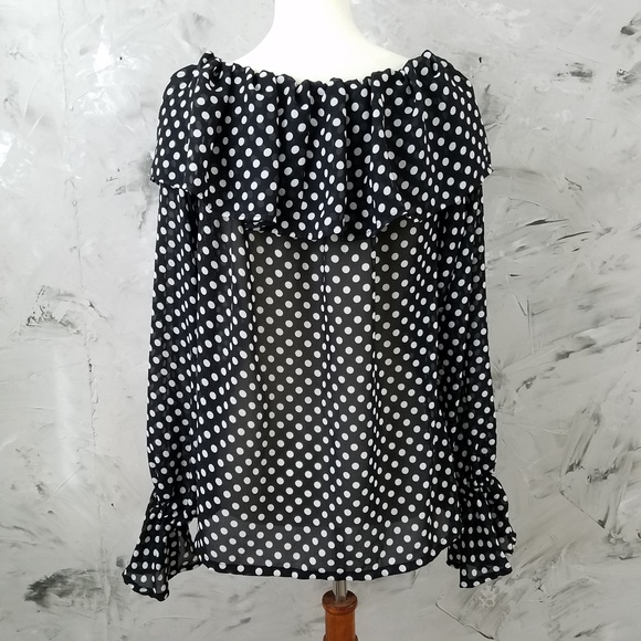 MAGGIE Vintage 80s Black & White Polka Dot Blouse - Picture 5 of 8